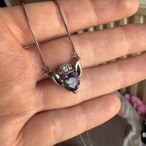 Elegant Silver and Purple Heart Necklace